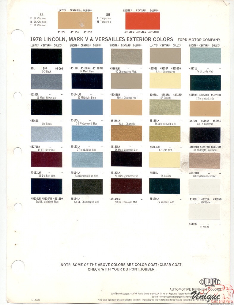 1978 Ford Paint Charts DuPont 2